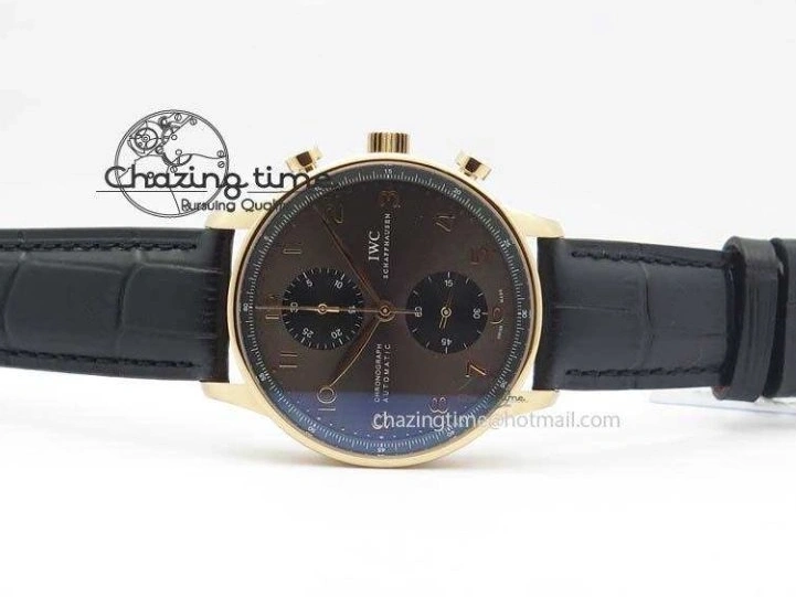 MIROTIME 0325 Classic Portuguese IW371482 ZF 1:1 Best Edition RG Gray Dial Gold Markers On Black Leather Strap A 7265
